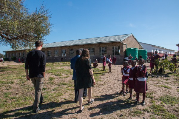 Getting a guided tour of the school area